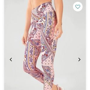 High waisted fabletics leggings XS Pink Paisley